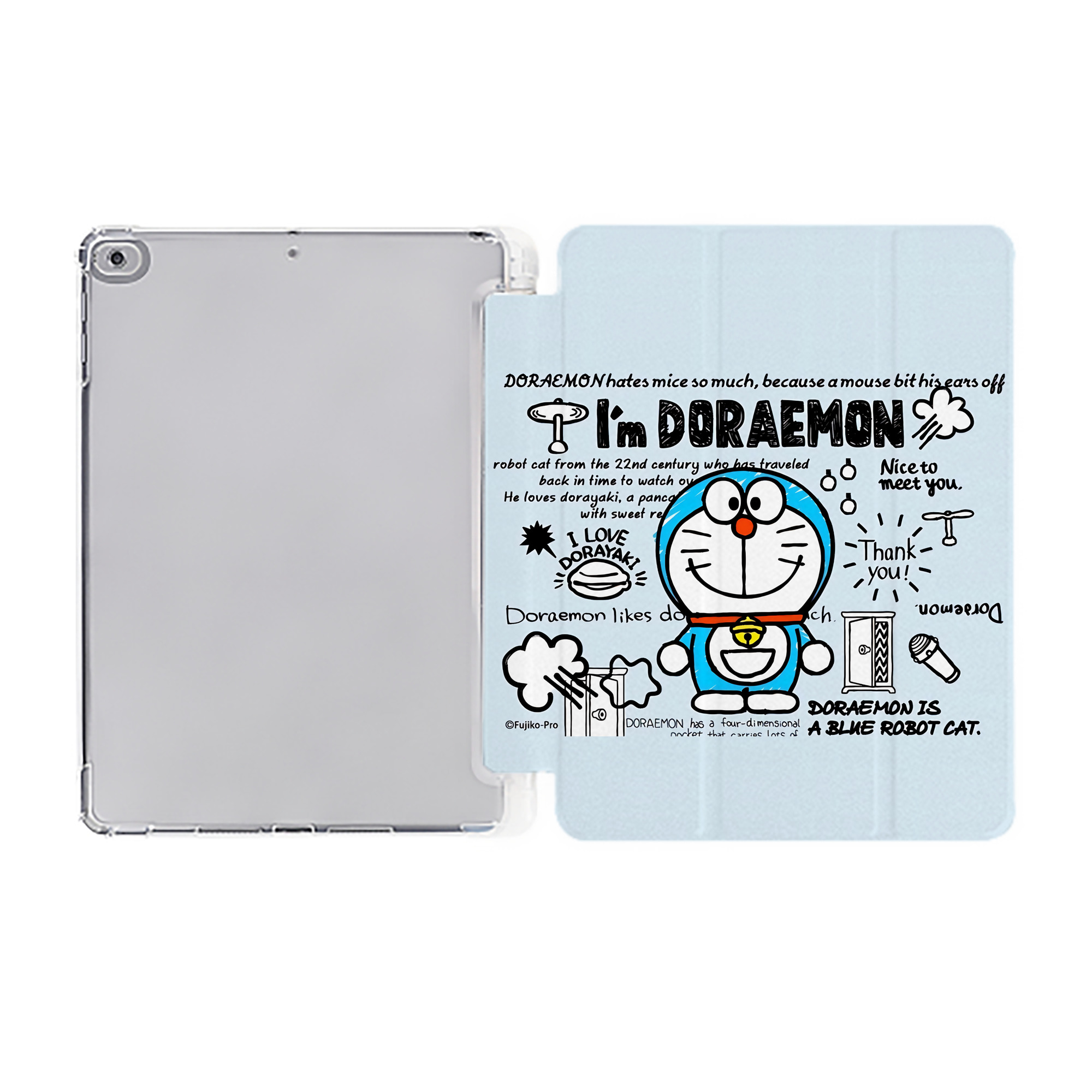 （画像用） ドラえもん Doraemon IPad ケース ペン収納付き 三つ折りスタンド PUレザー×シリコン 対応機種9.5/10.5/10.9インチ